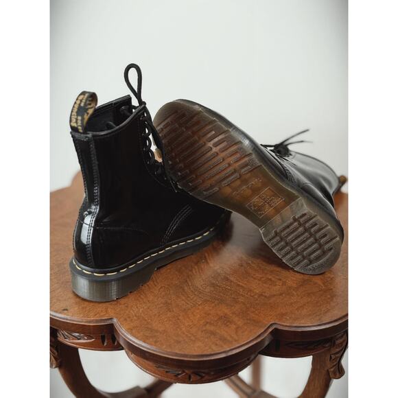 Dr. Martens Black Patent Leather Women's US 7 / EU 38 Combat Lace Up Boot #0007 - Picture 7 of 8